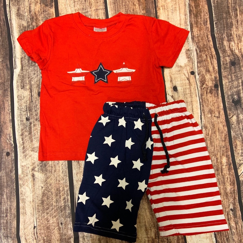 Red white blue short set